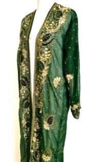 Art Deco Style Long Beaded Kimono Duster (Emerald)