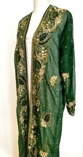 Art Deco Style Long Beaded Kimono Duster (Emerald)