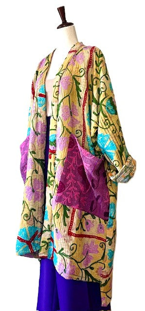 Kantha Bae NEW Long Suzani Jacket, A Gorgeous Tapestry (Floral)