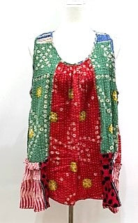 Kantha Bae Sassy Tank Top in a Colorful Mixed Print and Reversible. Red