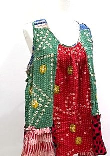 Kantha Bae Sassy Tank Top in a Colorful Mixed Print and Reversible. Red