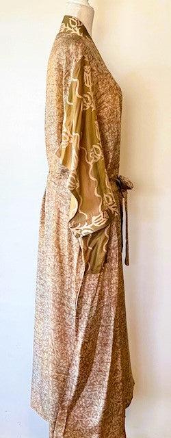 Luxury Silk Mixed Print Kimono Duster Is Seductive (Bronze)