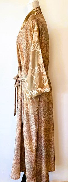 Luxury Silk Mixed Print Kimono Duster Is Seductive (Bronze)