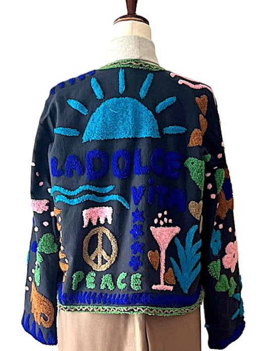 Jacket, Wearable Art Blends Traditional Art With Contemporary Fashion. Whimsical.
