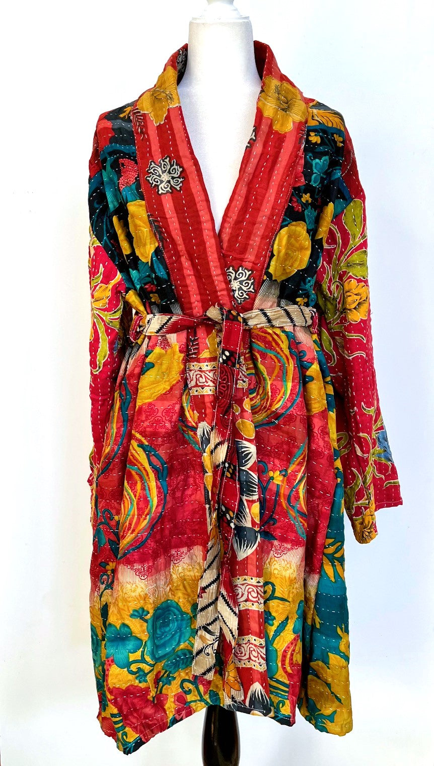 Kantha Trench Kimono Coat Will Exceed Your Expectations (Red)