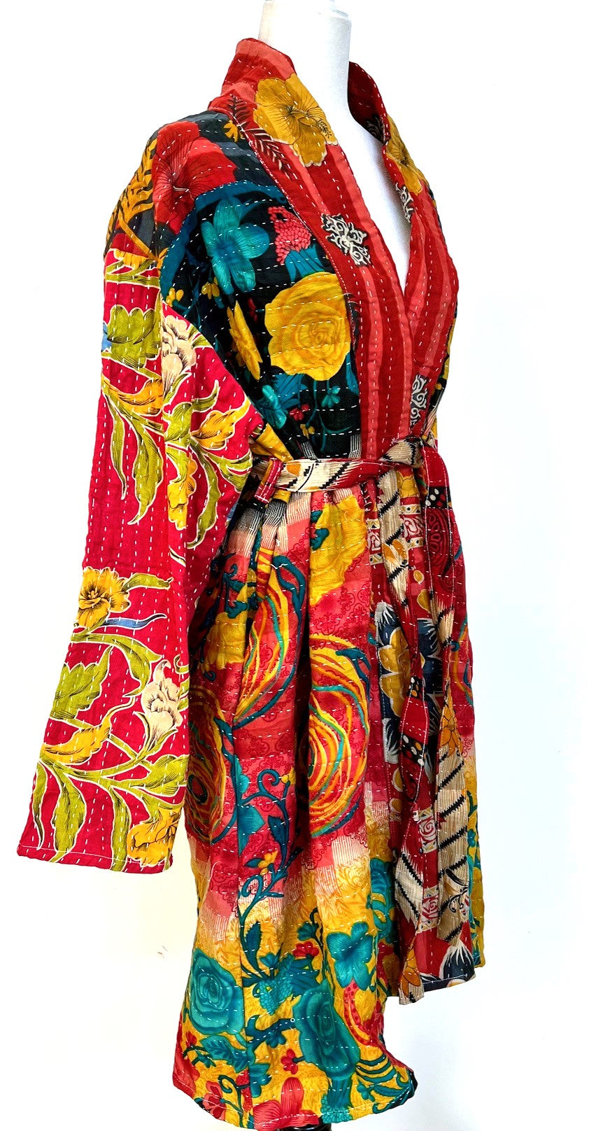 Kantha Trench Kimono Coat Will Exceed Your Expectations (Red)