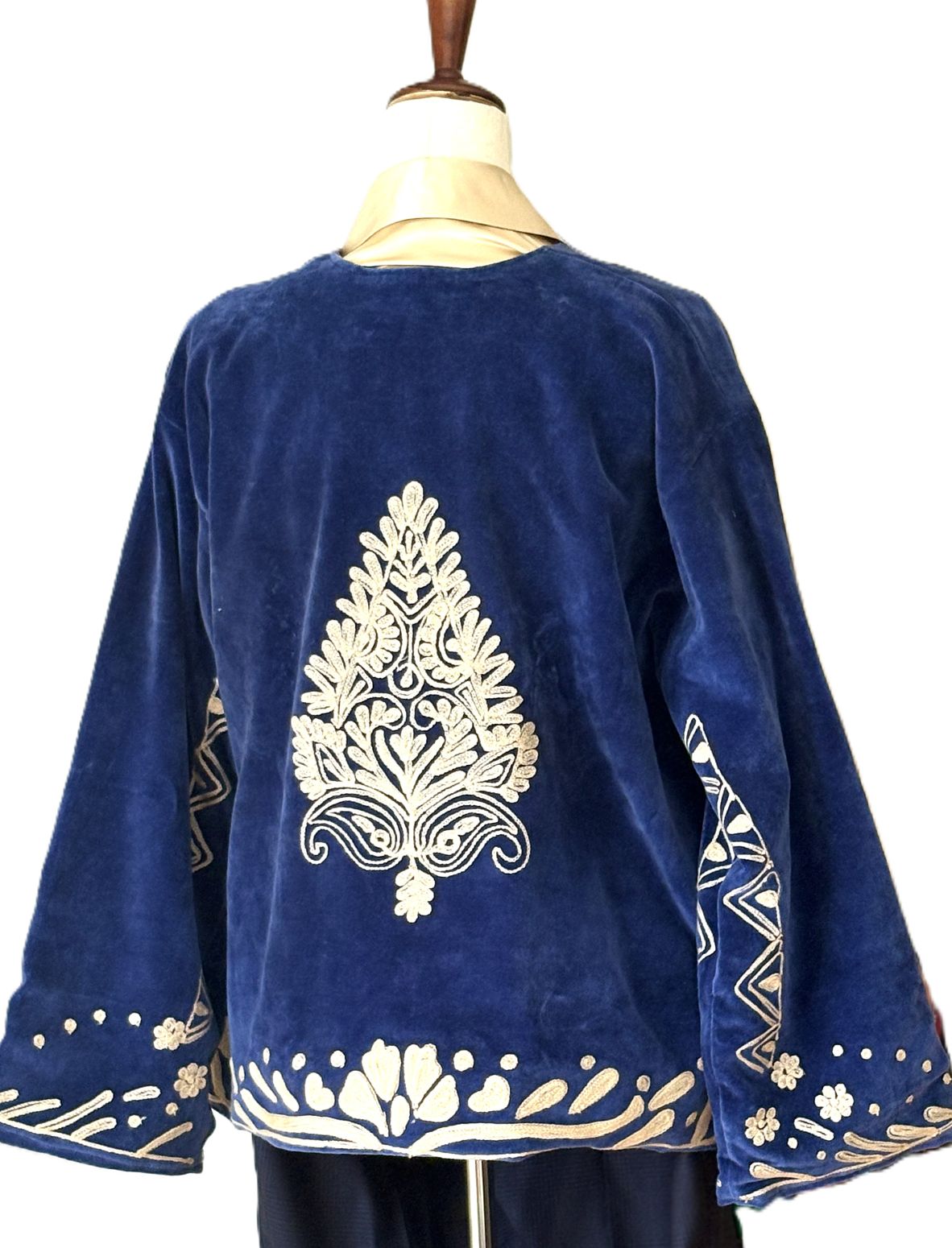 Specialty Collection: Easy, Tailored Short Jacket, Hand Embroidered. (Royal Cream)