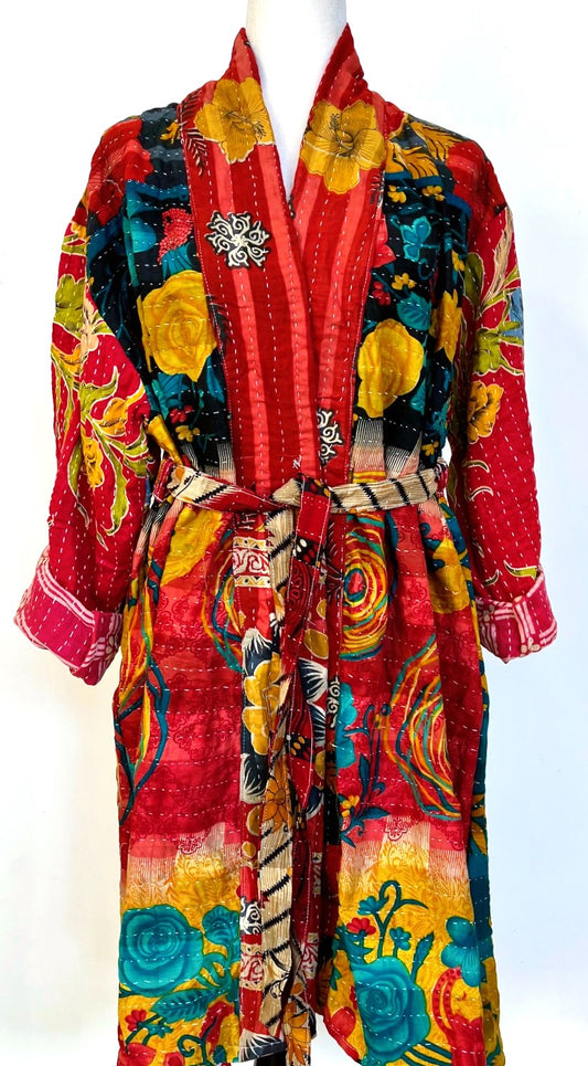 Kantha Trench Kimono Coat Will Exceed Your Expectations (Red)