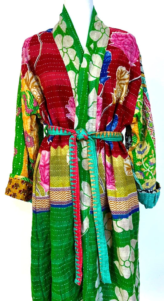 Kantha Trench Kimono Coat Will Exceed Your Expectations (Kelly Green)