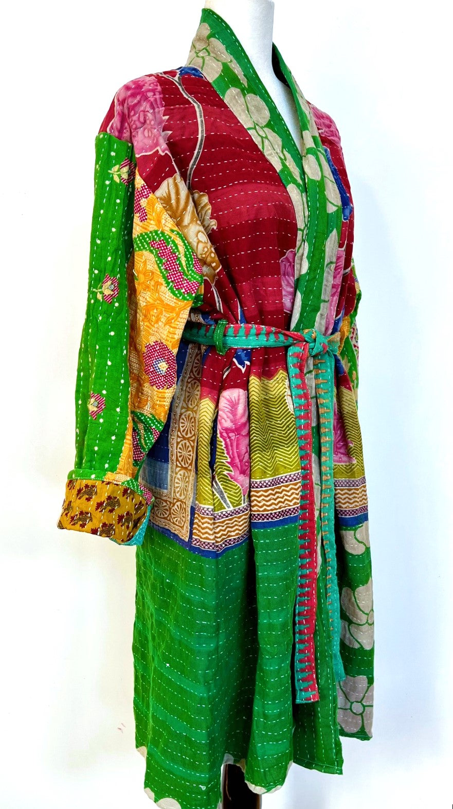 Kantha Trench Kimono Coat Will Exceed Your Expectations (Kelly Green)