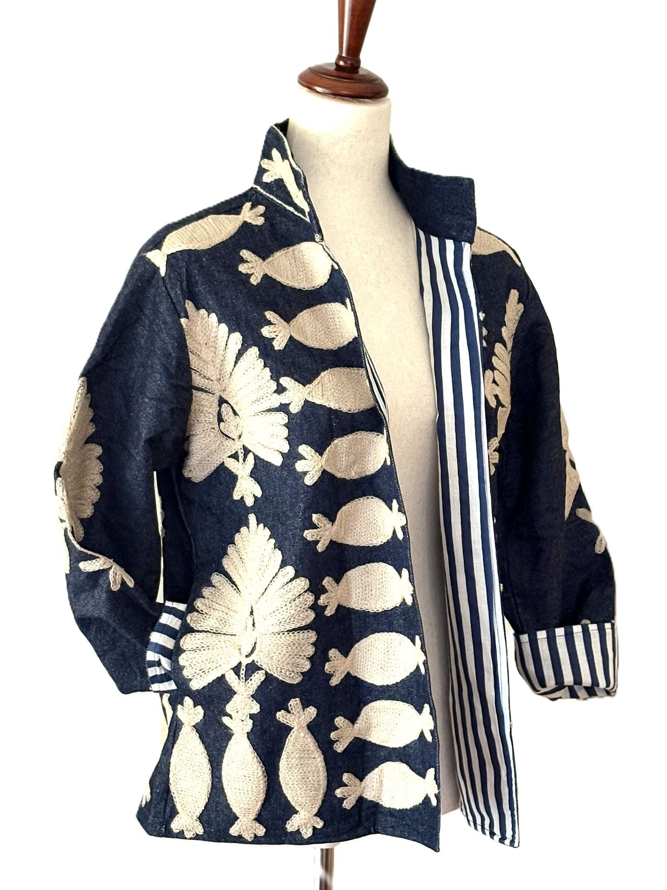 Jacket, Blue Denim, Hand-Embroidered Suzani Jacket Is Exceptional