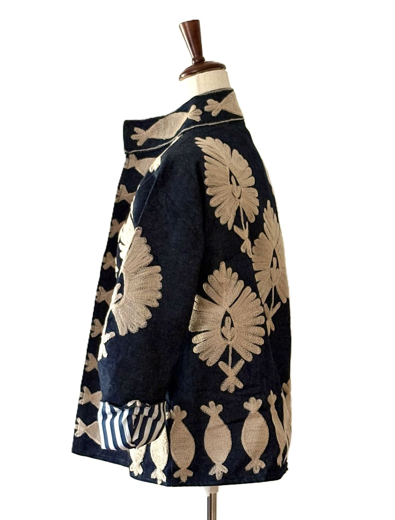 Jacket, Blue Denim, Hand-Embroidered Suzani Jacket Is Exceptional