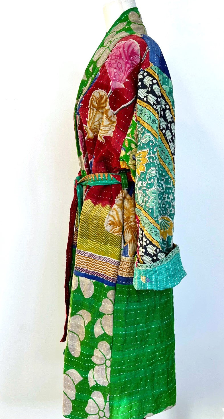 Kantha Trench Kimono Coat Will Exceed Your Expectations (Kelly Green)