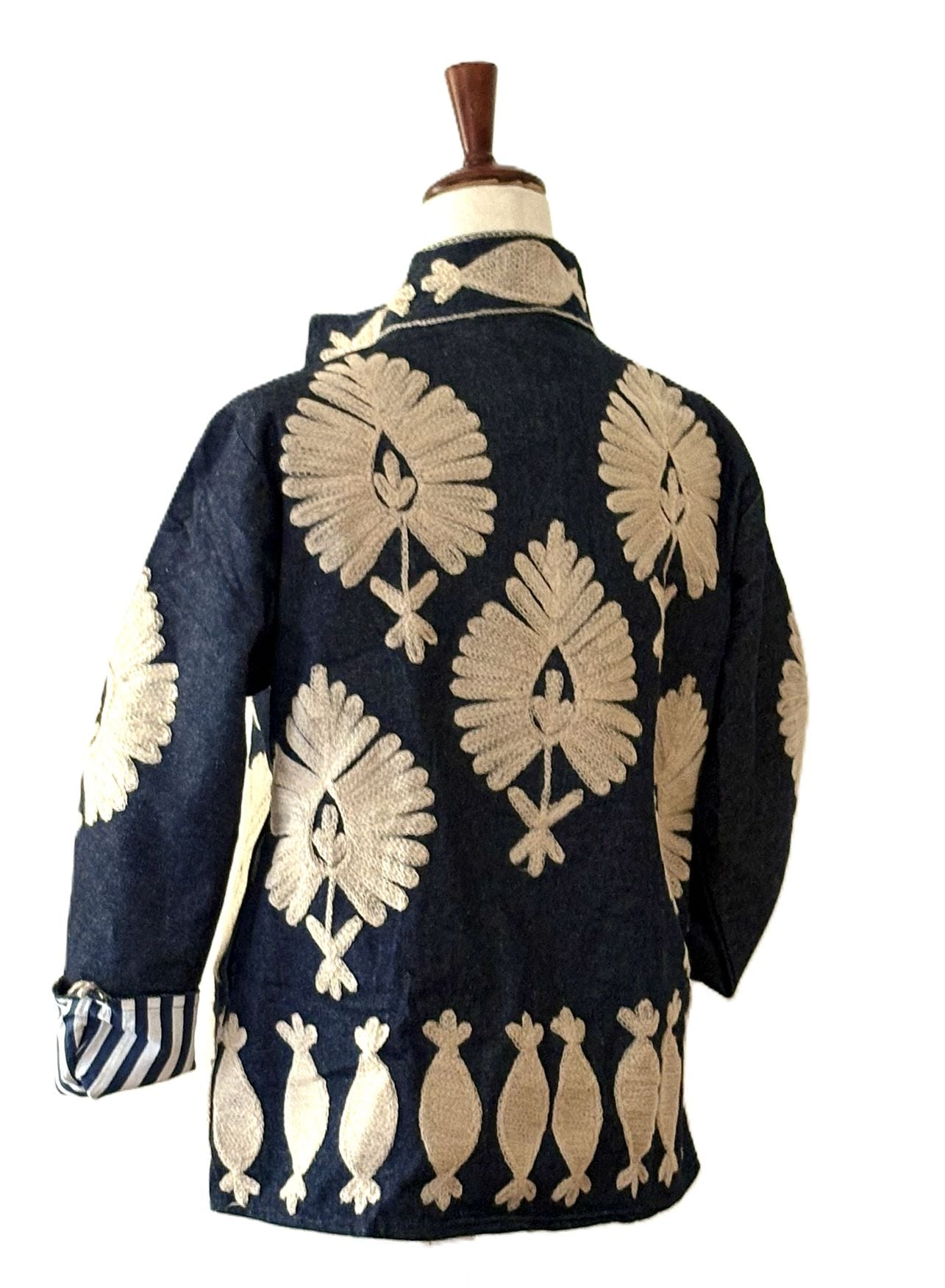Jacket, Blue Denim, Hand-Embroidered Suzani Jacket Is Exceptional