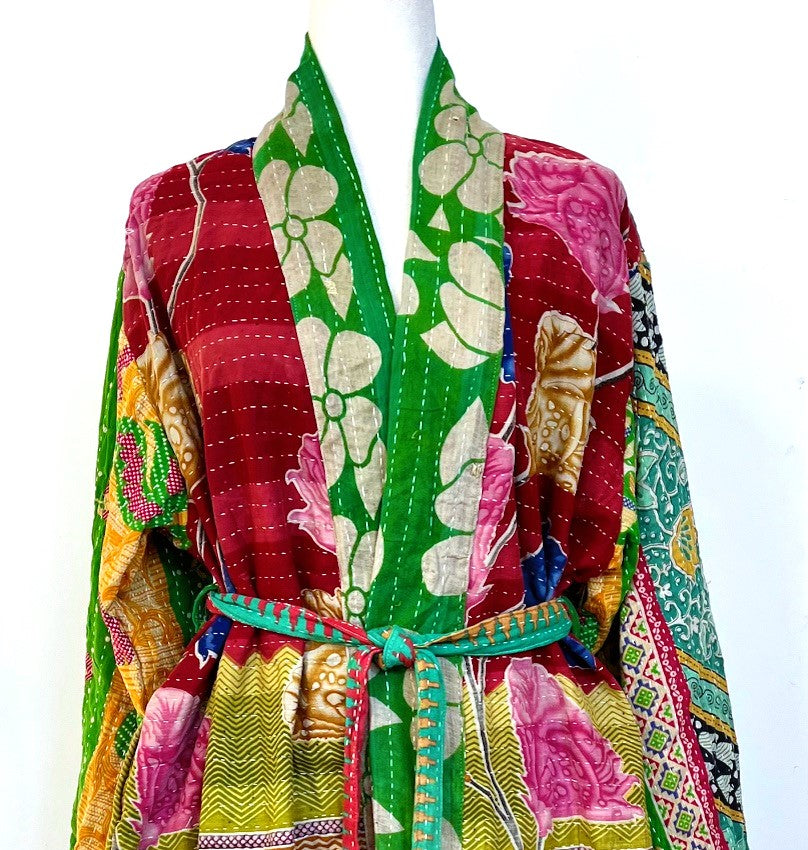 Kantha Trench Kimono Coat Will Exceed Your Expectations (Kelly Green)