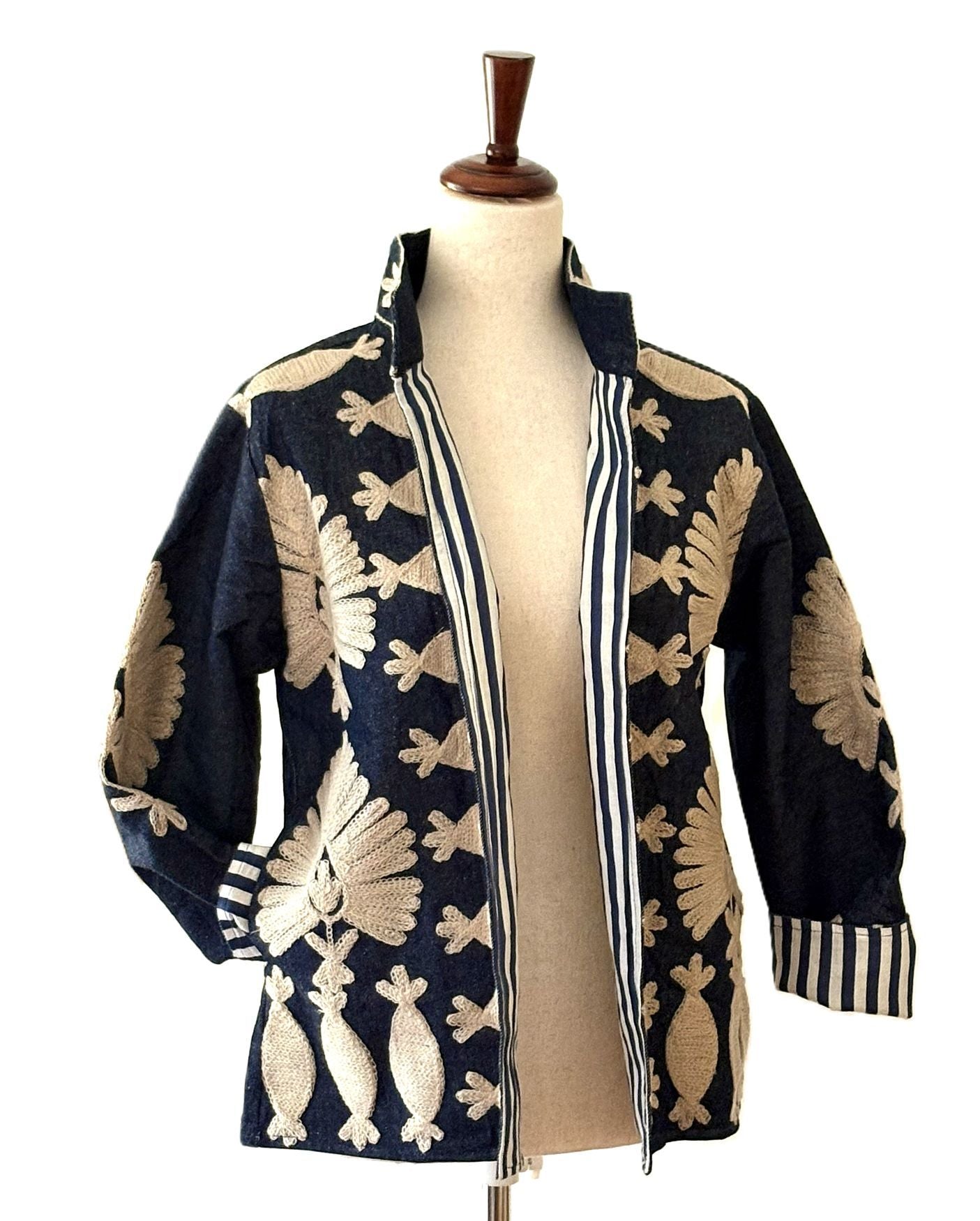 Jacket, Blue Denim, Hand-Embroidered Suzani Jacket Is Exceptional