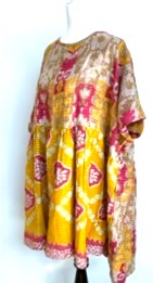 NEW Artisan Quilt Mini Dress. Comfortable, Soft, and Very Chic (Abstract Gold)