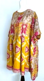 NEW Artisan Quilt Mini Dress. Comfortable, Soft, and Very Chic (Abstract Gold)