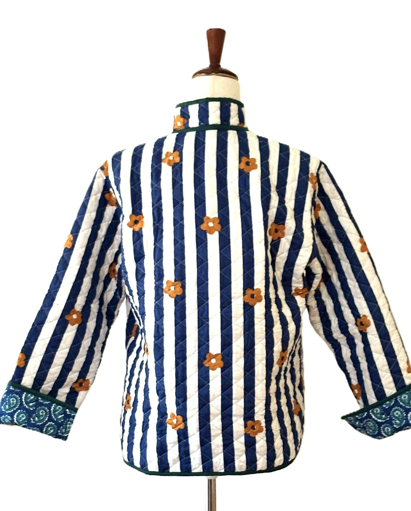 Jackets: Short, Quilted Striped Unique, Fully Reversible. (Navy) A Favorite. Last ONE !