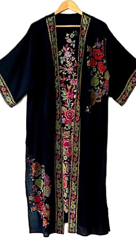 Specialty Collection: Blooming Roses Long Floral Kimono Has Just The Right Amount Of Pizzaz