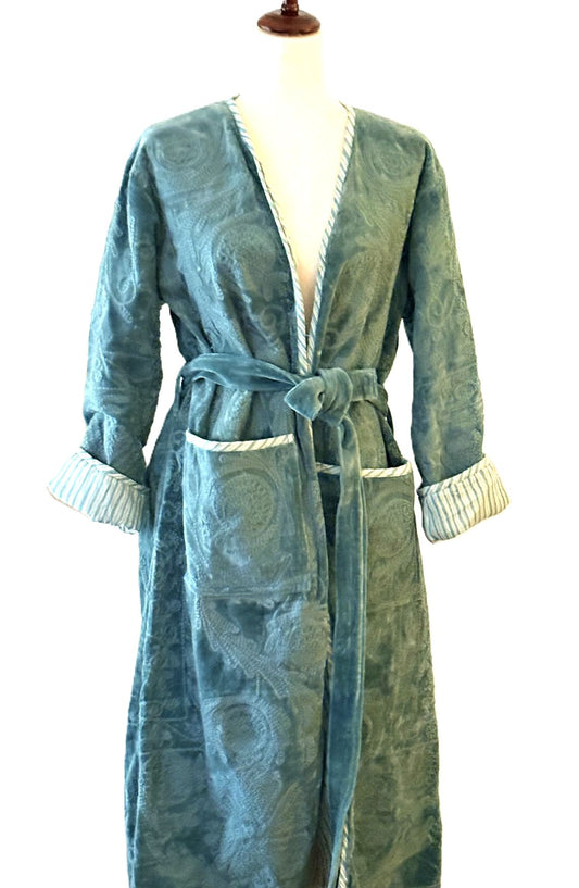Jacket: Midi Embroidered Velvet Suzani Top Coat Is Impressive, Color (Aquamarine)
