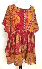 NEW Artisan Quilt Mini Dress. Comfortable, Soft, and Very Chic (Cardinal/Gold)