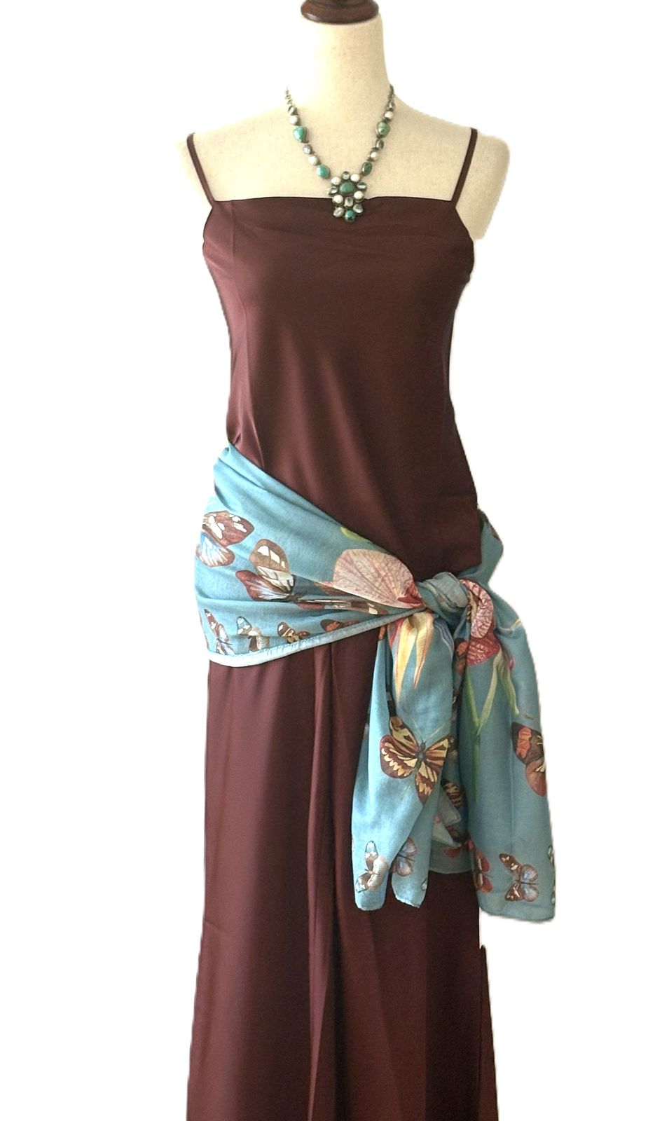 Pant Set, 2 Piece Satin Square Neck Cami With Matching Straight Leg Pants (Raisin)