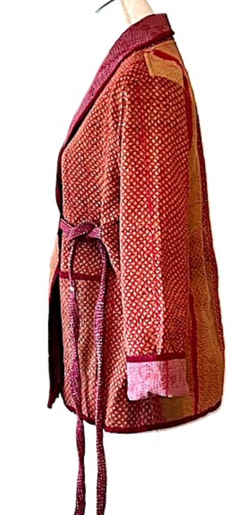 Handmade Vintage Cotton Kantha Jacket Fully Reversible. (Copper)