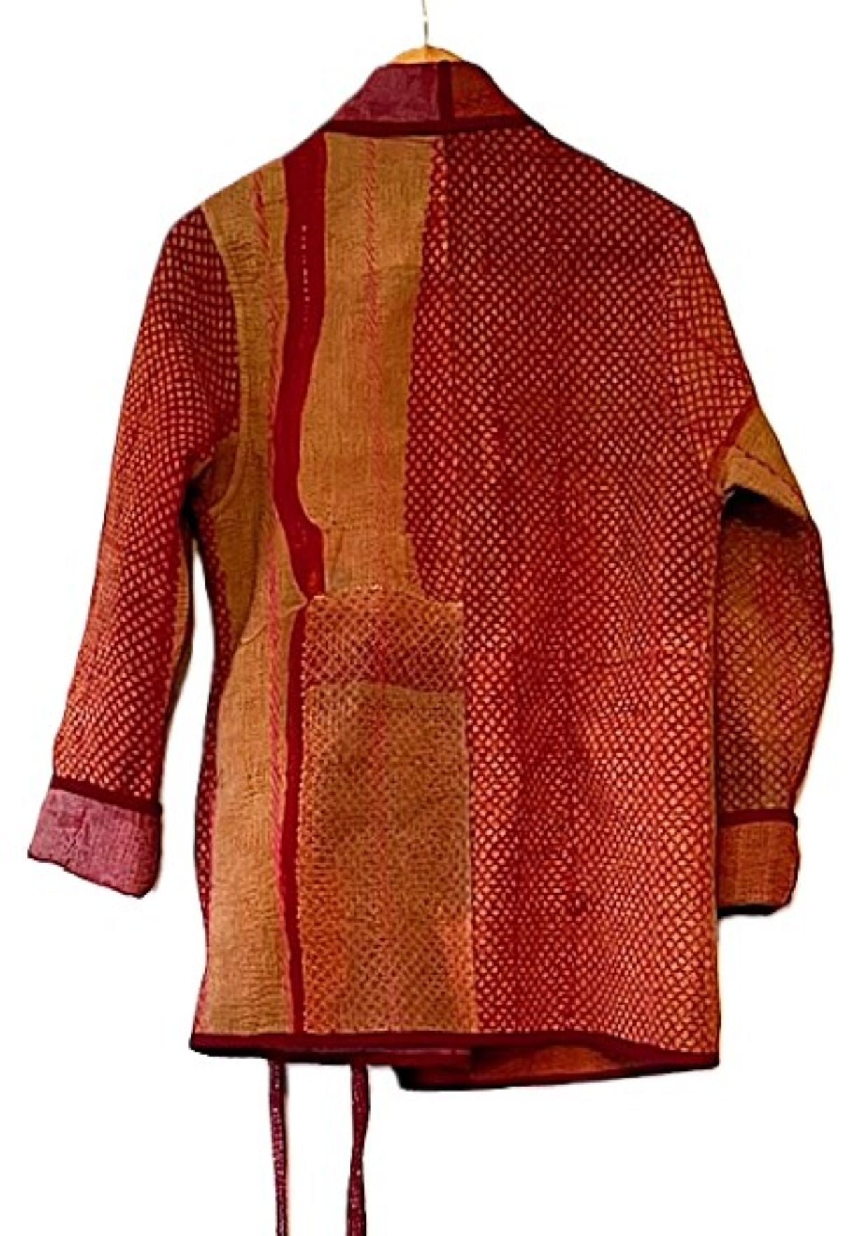 Handmade Vintage Cotton Kantha Jacket Fully Reversible. (Copper)