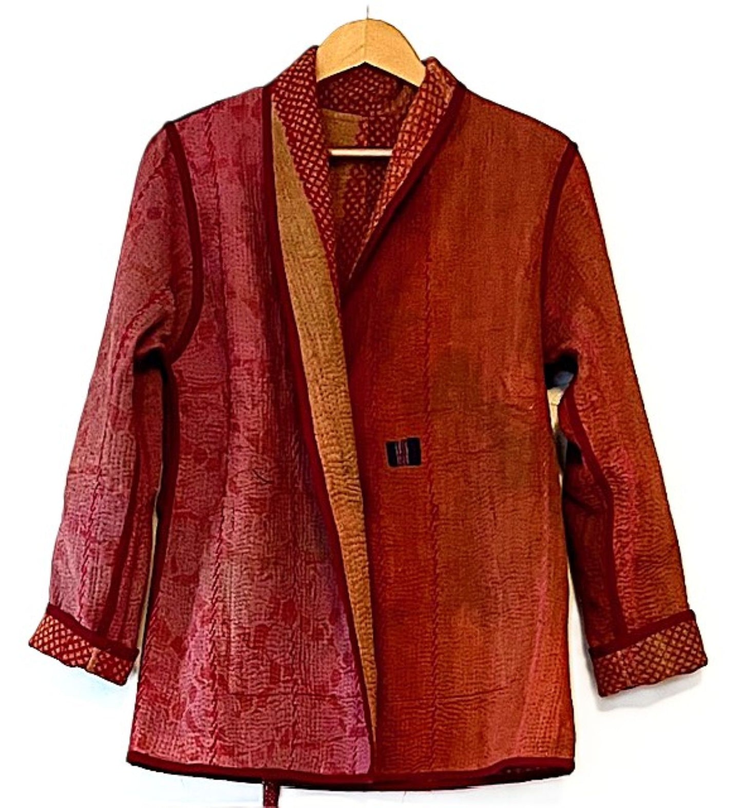 Handmade Vintage Cotton Kantha Jacket Fully Reversible. (Copper)