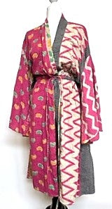 One of a Kind Mixed Print Cotton Artisan  Kimono