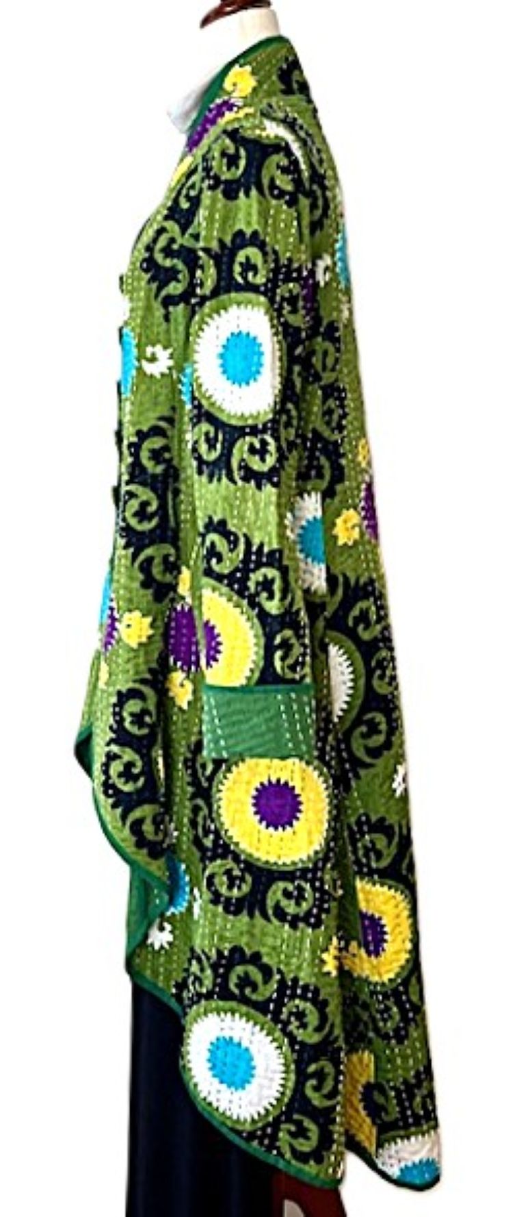 Tulip Cut Designer Contemporary Waist Coat Works For All Seasons. (Green)
