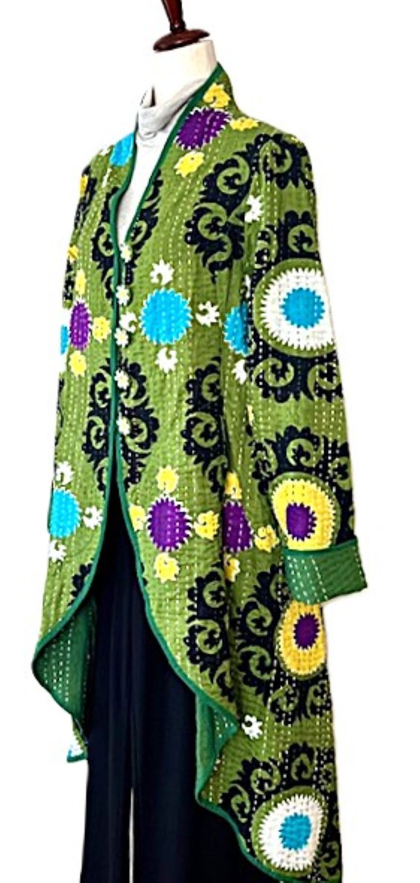 Tulip Cut Designer Contemporary Waist Coat Works For All Seasons. (Green)