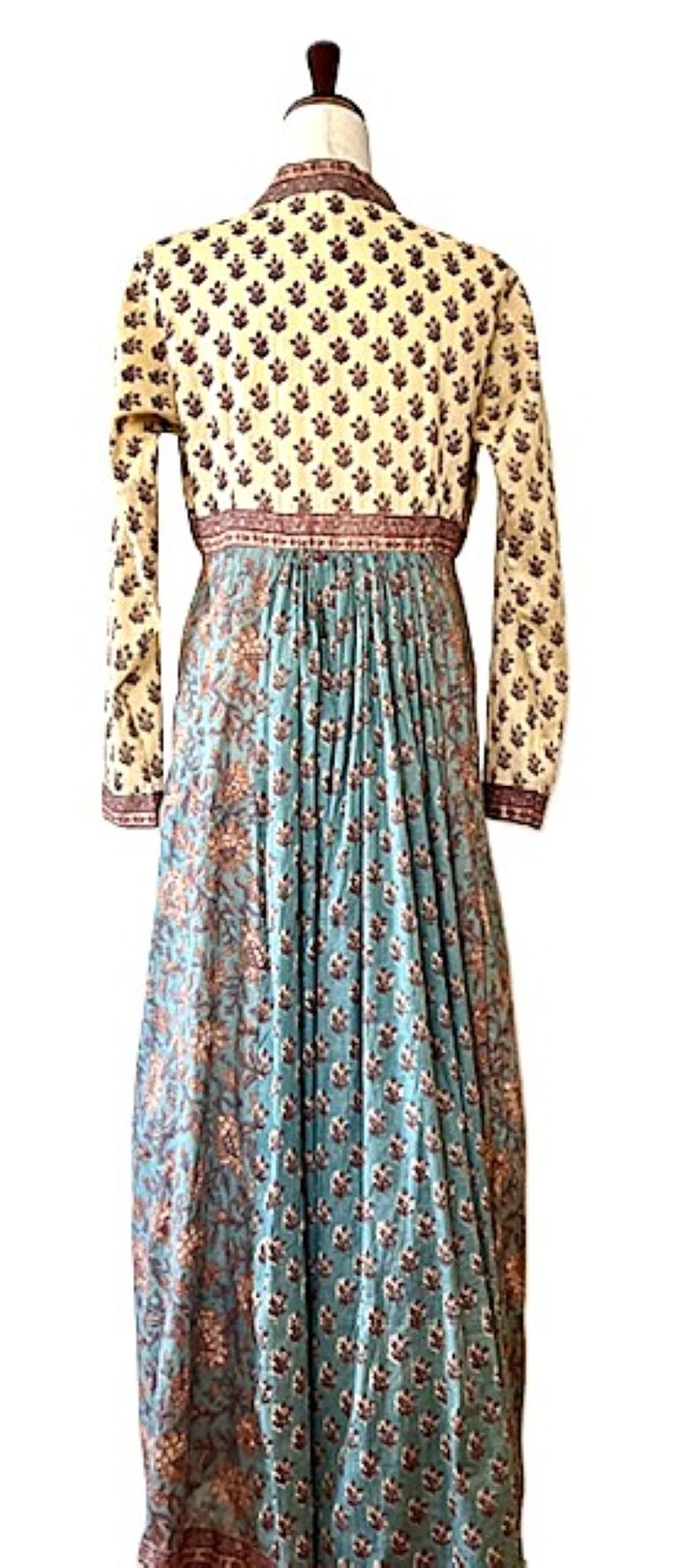 Dresses: Midi Block Print Cotton Is Smart, Tailored, And Handmade (Aqua)