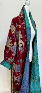 Nest Generation Full Length Reversible Duster Kimono In A Mixed Print (Turquoise)