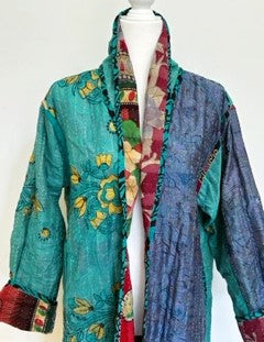 Nest Generation Full Length Reversible Duster Kimono In A Mixed Print (Turquoise)