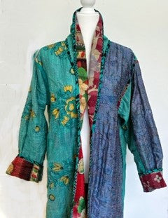 Nest Generation Full Length Reversible Duster Kimono In A Mixed Print (Turquoise)