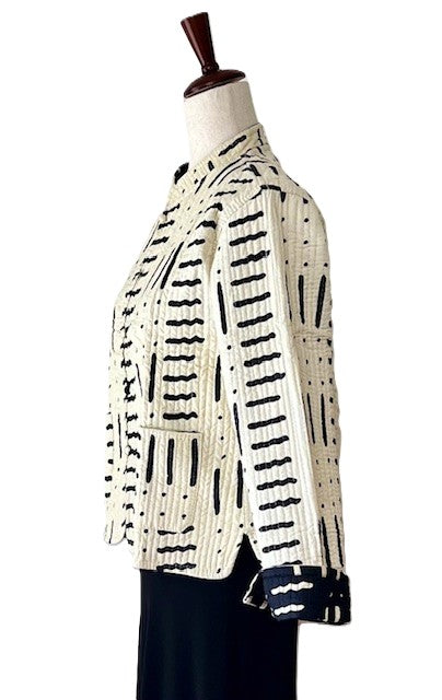 Sophisticated Fully Reversible Handmade Kantha Jacket.  Reorder coming (Cream and Black)