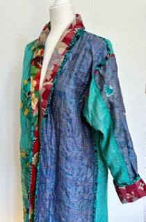 Nest Generation Full Length Reversible Duster Kimono In A Mixed Print (Turquoise)