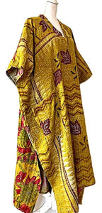 Handmade Cotton Kantha Cropped Jacket Totally Reversible. (Red/Blue)