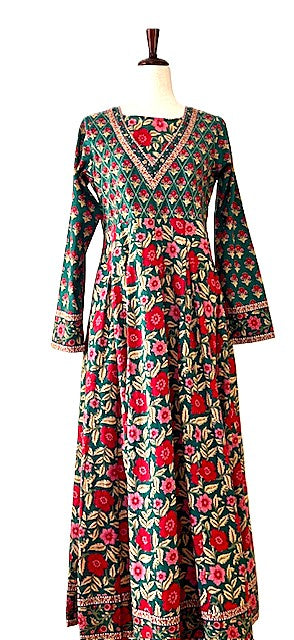 Dresses: Midi Block Print Cotton Is Smart, Tailored, And Handmade (Green)