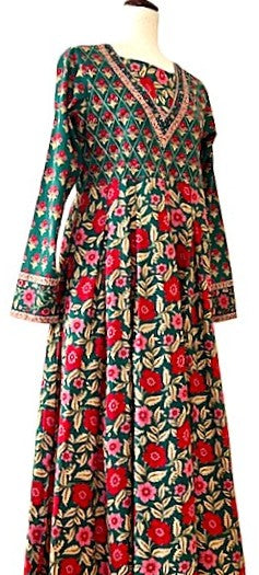 Dresses: Midi Block Print Cotton Is Smart, Tailored, And Handmade (Green)