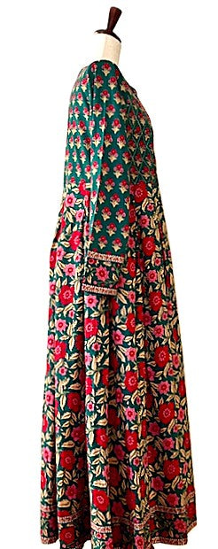 Dresses: Midi Block Print Cotton Is Smart, Tailored, And Handmade (Green)