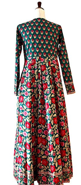 Dresses: Midi Block Print Cotton Is Smart, Tailored, And Handmade (Green)