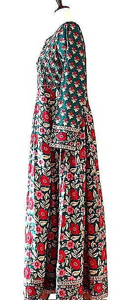 Dresses: Midi Block Print Cotton Is Smart, Tailored, And Handmade (Green)