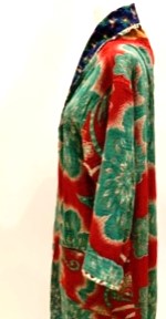 New Generation Long Kantha Coat: Slim, Tailored, and Smart (Green/Red)