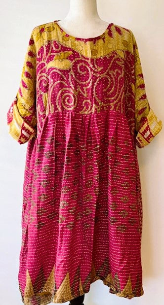 Kantha Bae Daydreamer Midi Dress (Bright Rose)