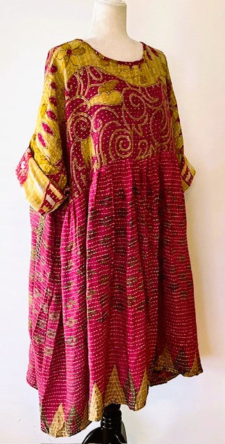 Kantha Bae Daydreamer Midi Dress (Bright Rose)