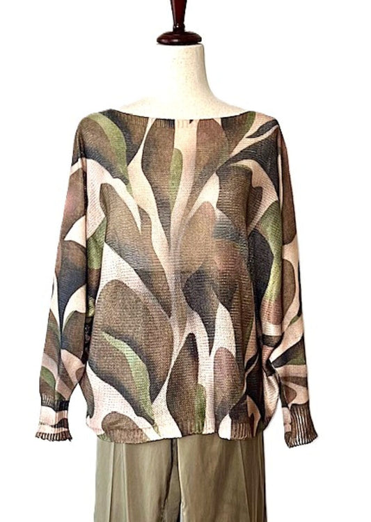 Italian Knit Abstract Round Sweater (Fall Colors)