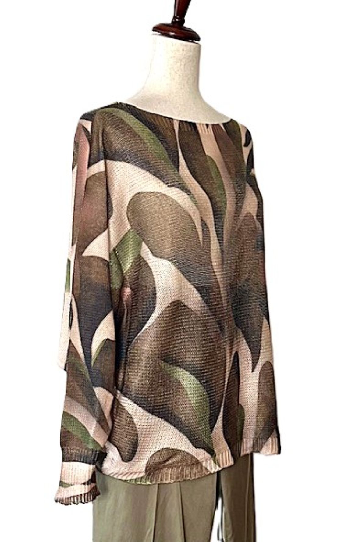 Italian Knit Abstract Round Sweater (Fall Colors)